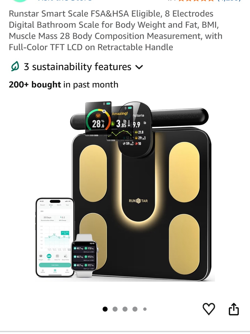 Runstar Smart Body Scale. Comes in box, charger, like new!